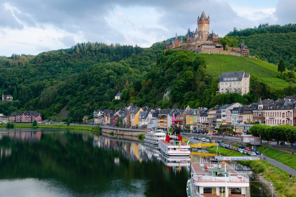 A castle overlooking a rive in Germany