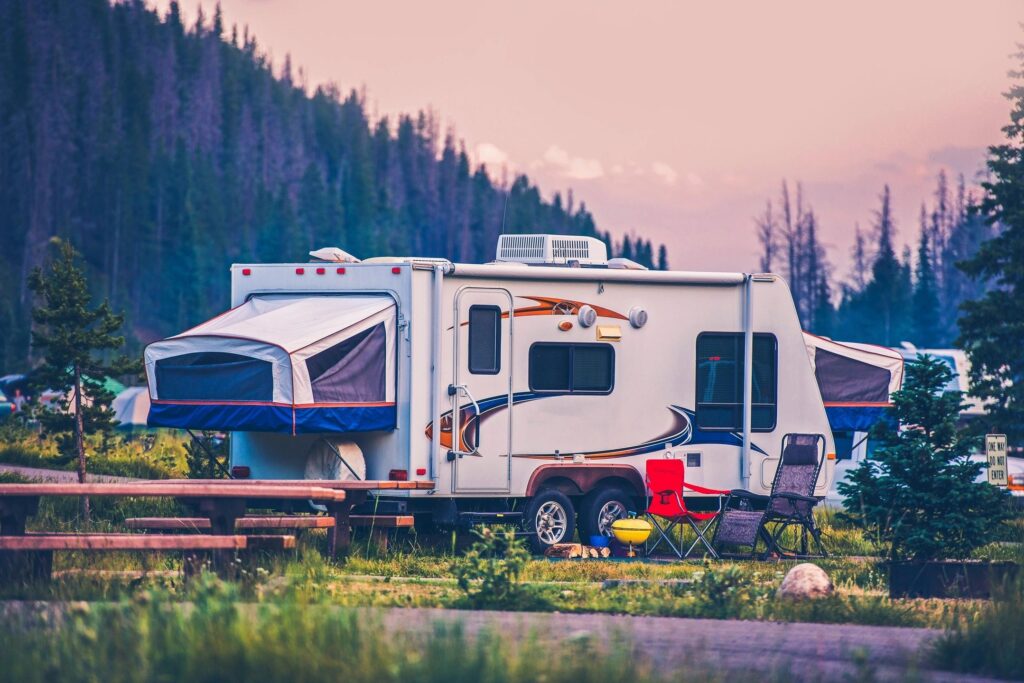 An RV at a campsite