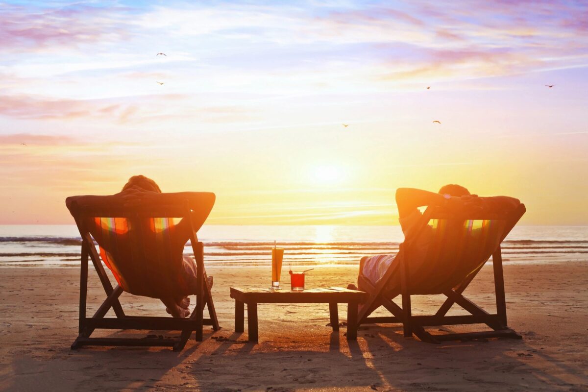 Two people watching a sunset