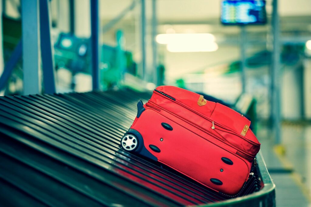 suitcase on baggage carousel