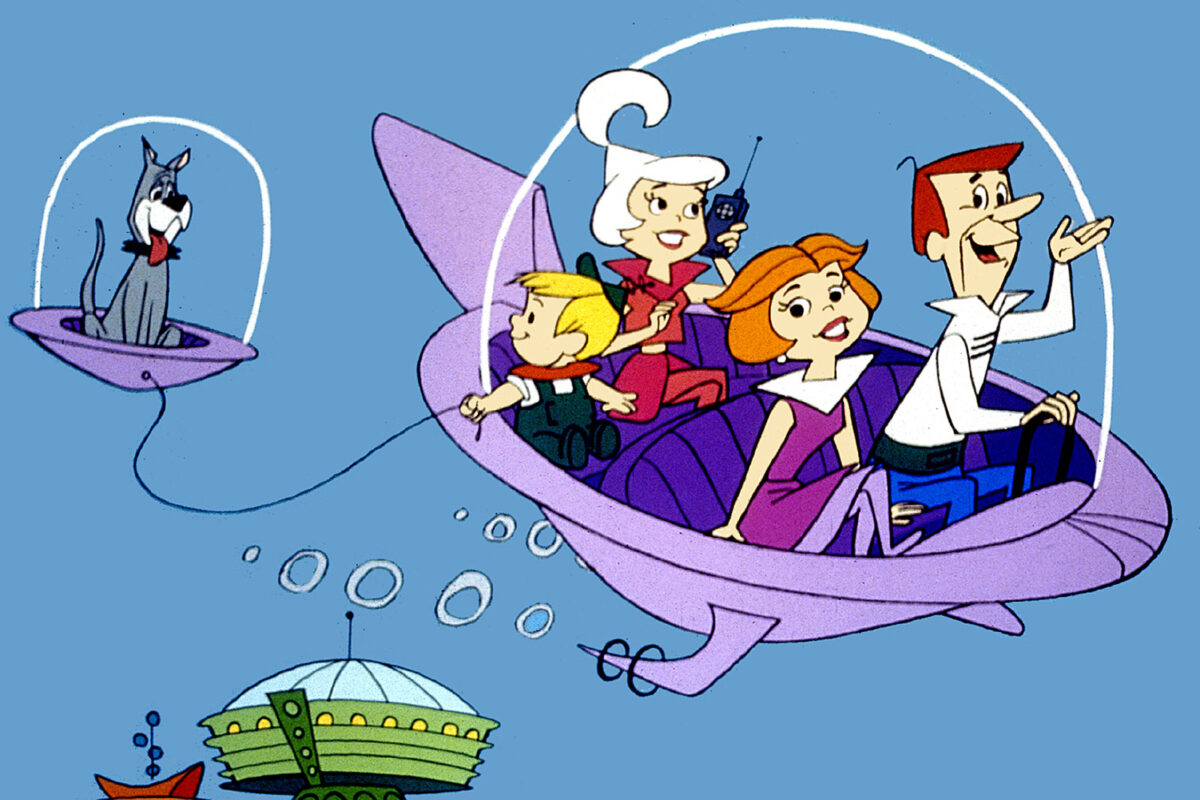 Jetsons family in flying car