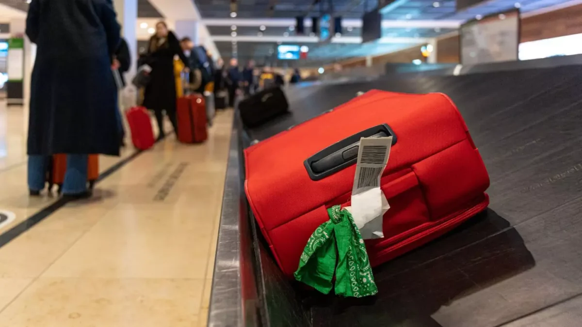 suitcase with ribbon