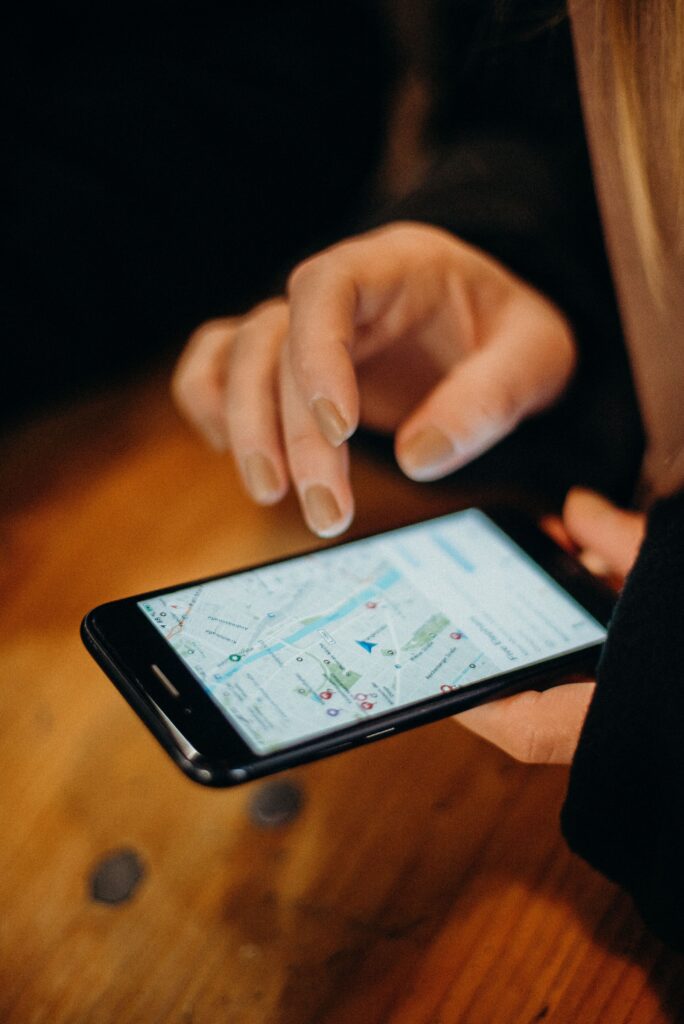 smartphone with map
